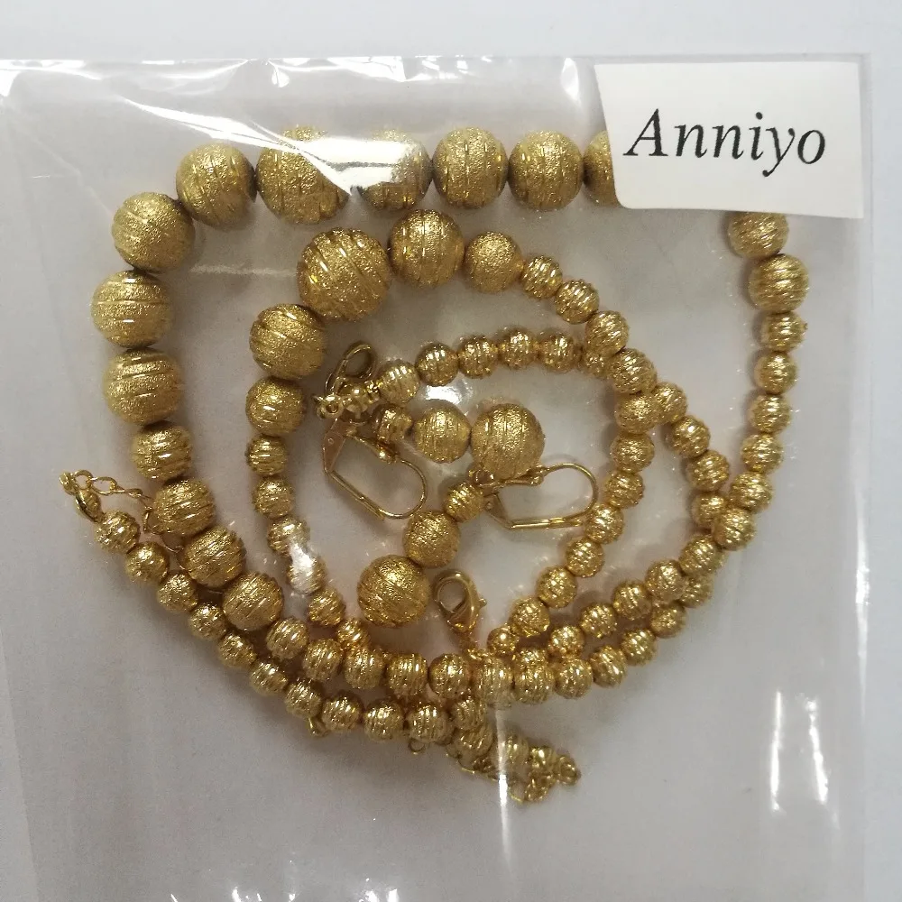 Ожерелье и серьги Anniyo из бисера набор ювелирных изделий шар для женщин Золотой