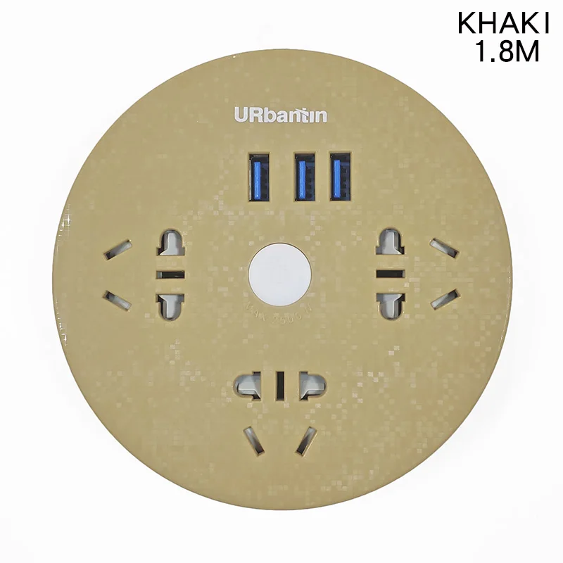 KHAKI Силовая полоса 3USB и 3AC умная розетка usb удлинитель Быстрая зарядка для iPhone xiaomi samsung многофункциональная розетка EU glug - Цвет: KHAKI