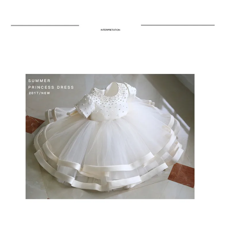 Белое платье на первый день рождения для маленьких девочек вечерние платья