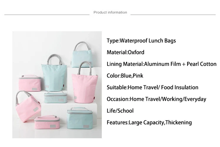 Thick Aluminum Foil Thermal Cooler Lunch Bag Women Waterproof Oxford Picnic Bento Bag for Kids Fresh Keeping Insulated Handbags