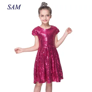 Модель 2022 года, платье для девочек в европейском и американском стиле, вечернее платье с короткими рукавами и блестками, яркие платья принцессы, ТРАПЕЦИЕВИДНОЕ ПЛАТЬЕ