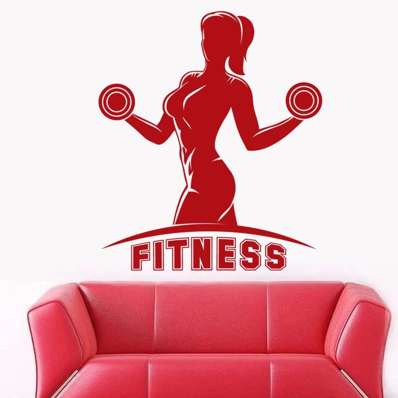 Наклейка в виде гантели для фитнеса и клуба постеры бодибилдинга виниловые