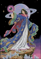 top quality beautiful lovely counted cross stitch kit alluring sorceress earth universe fairy at night dim 7242