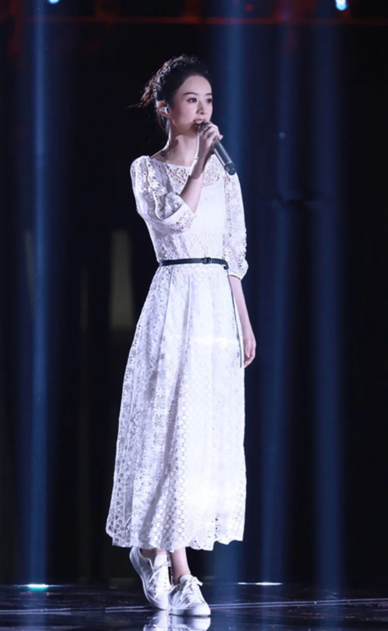 2019 платье сексуальное элегантное Zhao Liying полное кружево выдалбливают женщин