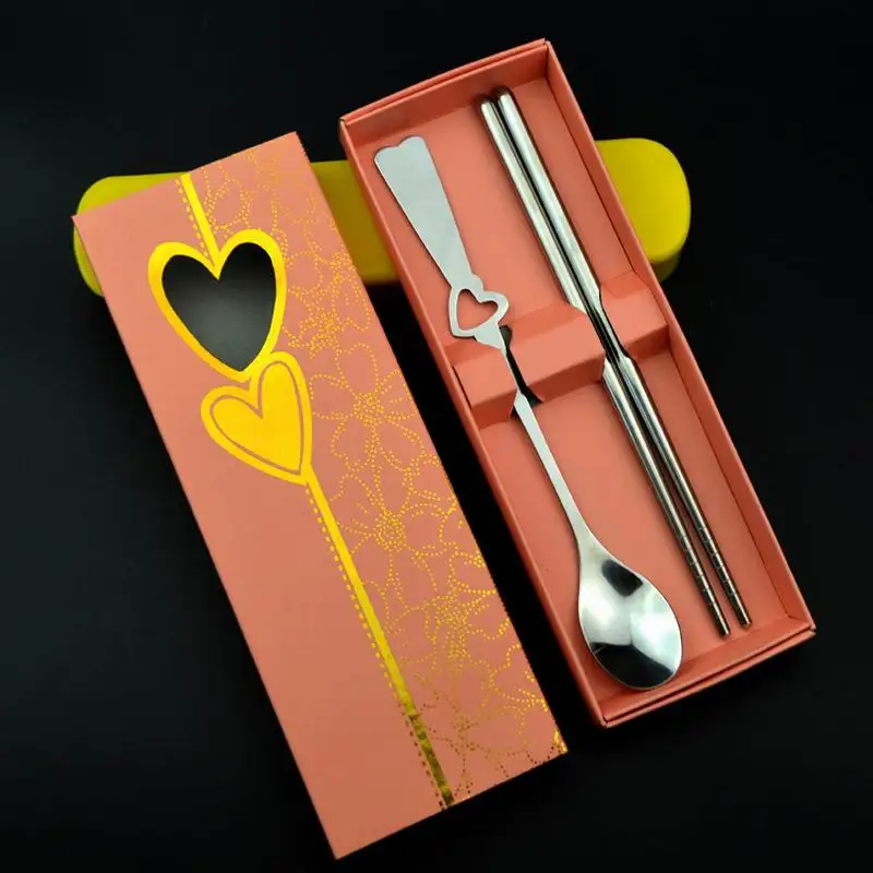 Free shipping 150Sets Wedding Favors Gifts Stainless-Steel Spoon and Chopsticks Set with Gift box packing | Дом и сад