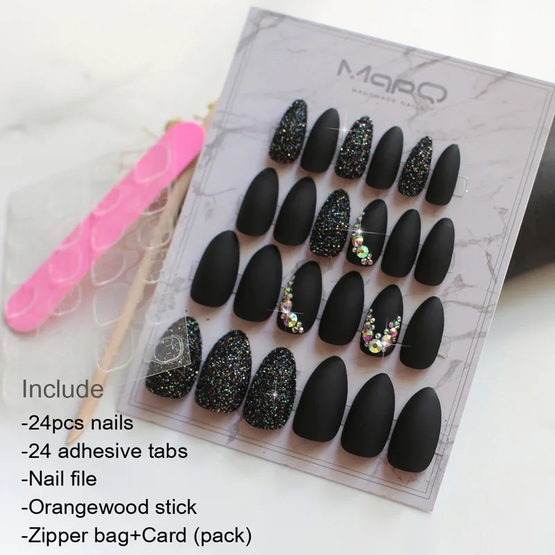 nails-0.5mmStickers Матовая флэш-арт коробка для ногтей матч пресс на ногтях бордовый AB Стразы fasle ногти шпильки с клейкими вкладками выберите - Цвет: nails-0.5mmStickers