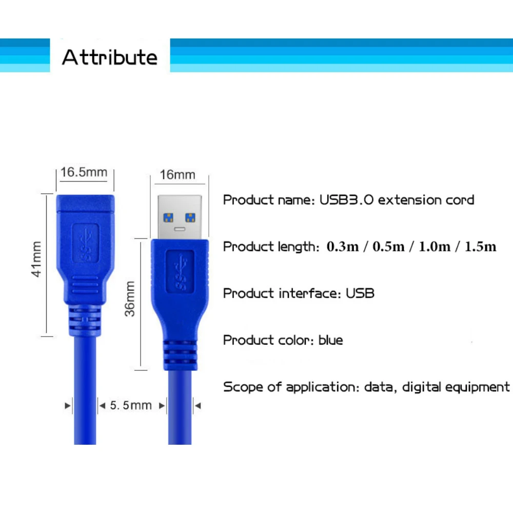 Быстрая скорость USB 3,0 кабель-удлинитель USB кабель Мужской к женскому кабель для синхронизации данных разъем для ноутбука настольный компьютер, принтер, мышь с жестким диском