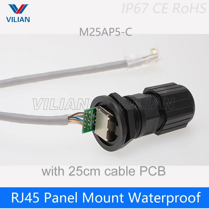 Металлический защитный разъем CAT5E открытый водонепроницаемый RJ45 монтажный