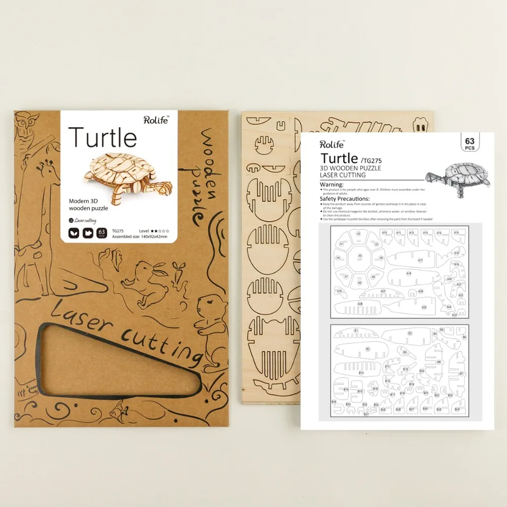 3D деревянная головоломка игрушка в виде дикого животного DIY крошечная модель