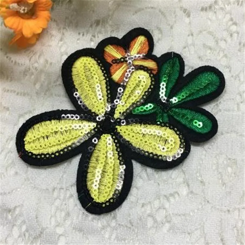 Girl men clothes sequins patch deal with it 12cm four-leaf clover iron on patches for clothing t shirt/jeans/dress free shipping | Дом и сад