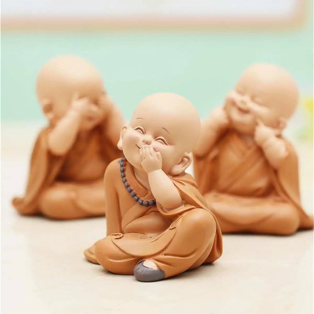 Little Monk Sculpture Chinese Style Resin Hand-Carved Buddha Statue Home Decoration Accessories Gift Small | Дом и сад