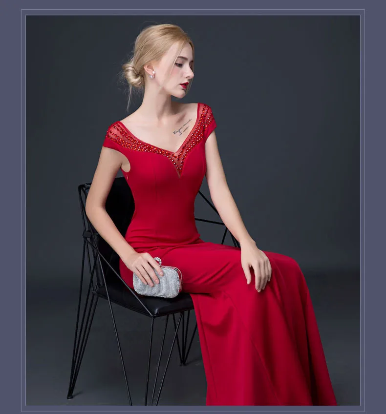 Летнее женское платье Vestidos Verano, официальное длинное платье макси с диомандами, элегантное облегающее красное платье без рукавов с глубоким v-образным вырезом на спине