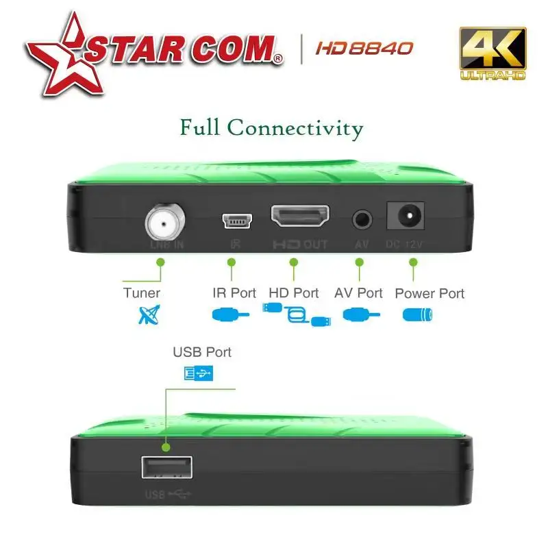 Starcom 4k приемник спутниковый декодер Бесплатный ТВ цифровая коробка поддержка IPTV
