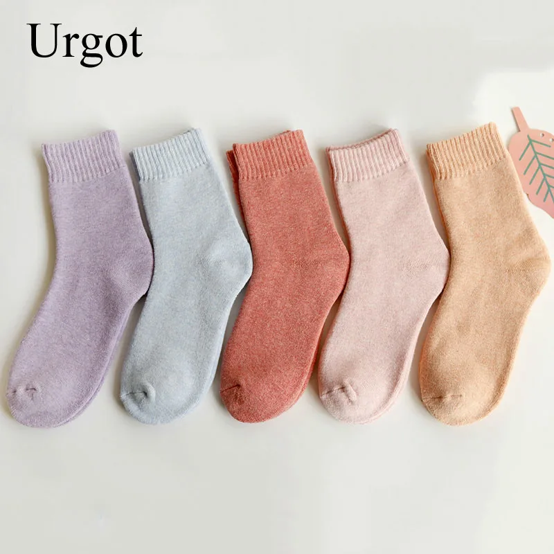 Urgot/6 пар осенне-зимних женских носков, утепленные махровые носки, коралловые бархатные однотонные домашние носки для женщин, Calcetines Mhjer