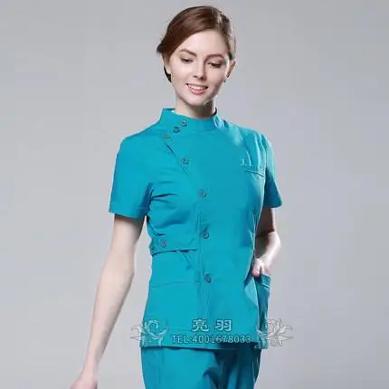 lake blue women Новинка, дешевые летние женские медицинские скрабы для больниц, распродажа, дизайн, тонкие, подходят, зубные скрабы, красота, салон, униформа медсестры, спа - Цвет: lake blue women