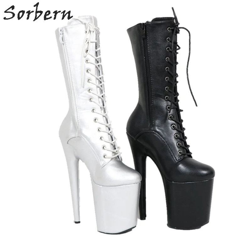 Sorbern; короткие женские ботиночки; женские ботинки для танцев на шесте; обувь для трансвеститов на очень высоком каблуке 20 см; обувь на заказ