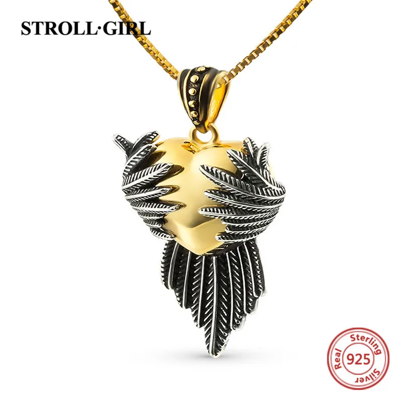 AliExpress, серебро, 925, золотой цвет, любовь, сердце, крыло, цепочка, подвеска и ожерелье, сделай сам, ремесло, модное ювелирное изделие, изготовление для любимой, подарок