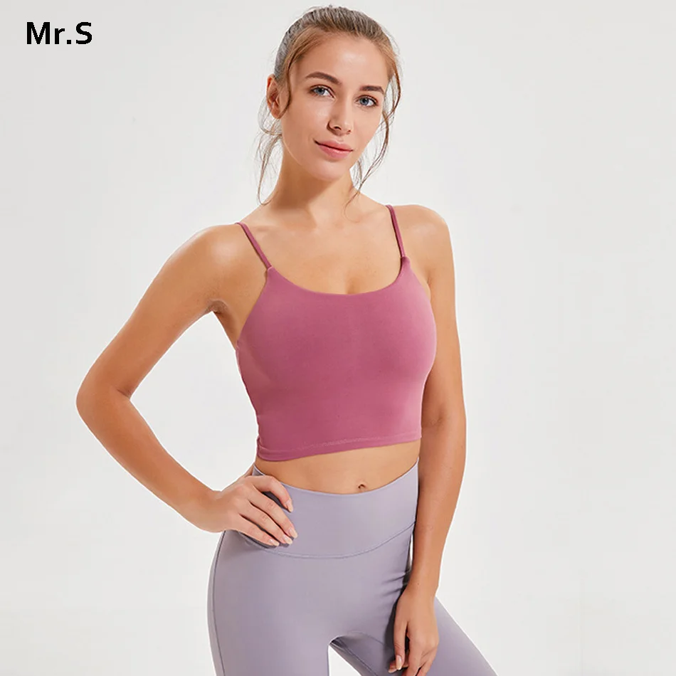 

Thin strap workout tops for women fitness yoga shirts strappy gym crop top padded pink sport shirt 7 colors spandex women shirts