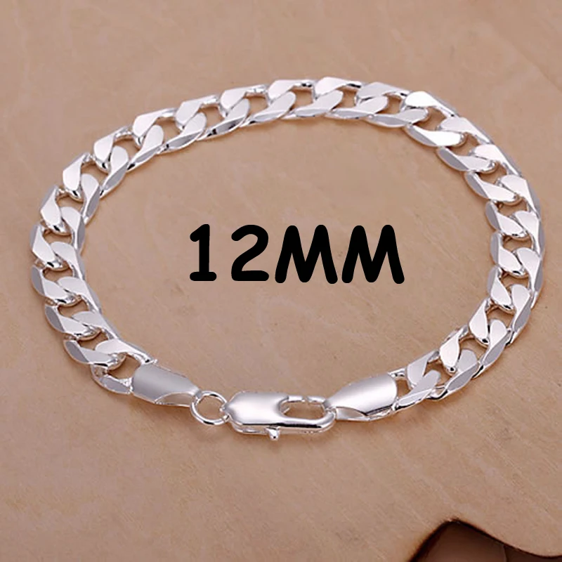 Бесплатная доставка серебряный браслет 12 мм модные ювелирные изделия браслеты