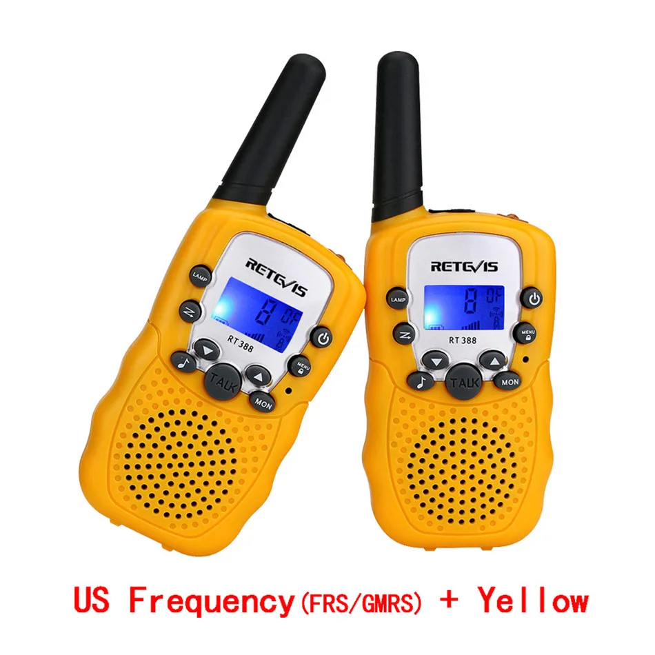 2 шт. мини двухстороннее радио Retevis RT388 детская рация PMR446 PMR FRS/GMRS удобный приемопередатчик дети Woki Toki+ 2 шт гарнитура - Цвет: US Freq and Yellow
