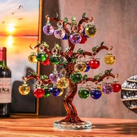 crystal glass apple tree with 61012161836pcs apples fengshui craft home decor figurines christmas gifts souvenirs decor