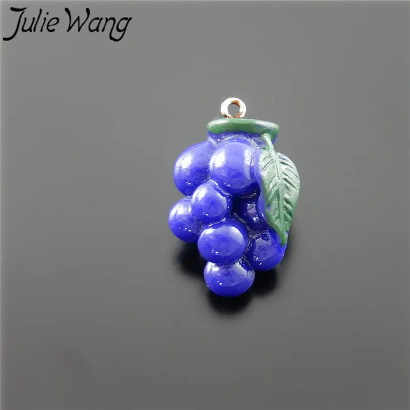 Julie Wang 5 шт. Смола фиолетовый виноград Фрукты Шарм Для Ожерелья Подвески Серьги