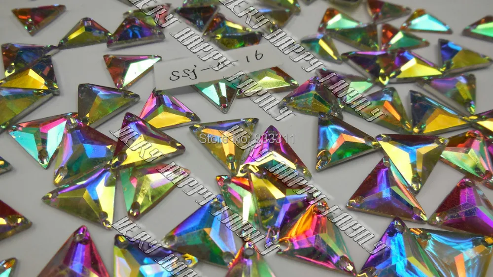 AB цветные 16 мм полимерные бусины кристаллы плоская задняя часть треугольник