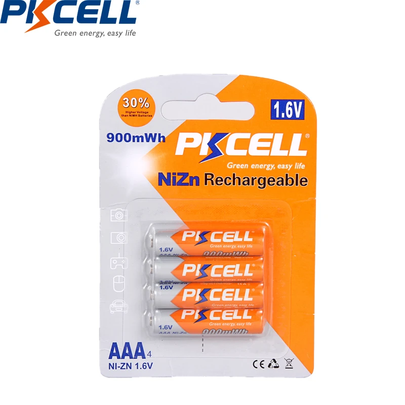 4 шт/карта PKCELL AAA перезаряжаемая батарея 1,6 V 900 mwh NI-ZN AAA батареи 3A для дистанционного управления радио фонарик светодиодный MP3