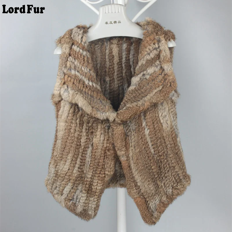 (TopFurMall) женский модный натуральный вязаный жилет из кроличьего меха с отложным