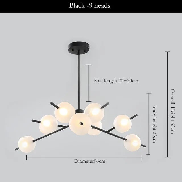 Black 9heads Золотой черный волшебный стеклянный шар, подвесной светильник для ресторана, подвесной светильник, лампа для ресторана в стиле ретро - Цвет корпуса: Black 9heads