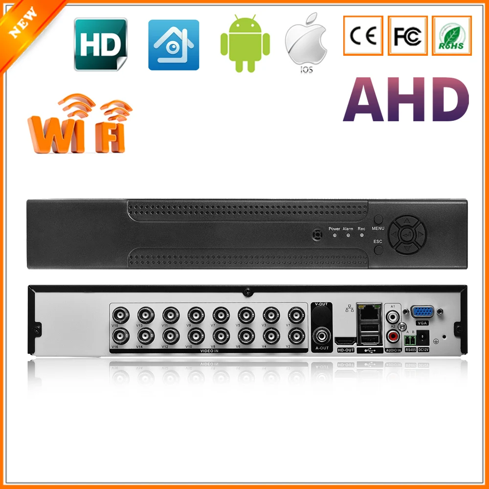 Домашний видеорегистратор AHD 720P 16CH AHDM DVR 16 каналов 2 SATA HDD порт 3G Wifi Гибридный NVR