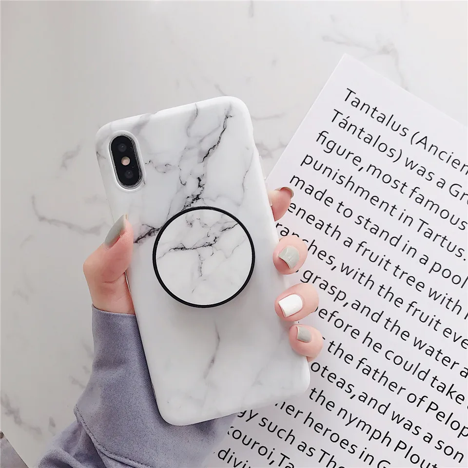 Гибкий мраморный чехол-подставка Beyour для iPhone XS Max X 8 7 6S Plus для huawei P20 для samsung S10, мягкий IMD чехол для телефона