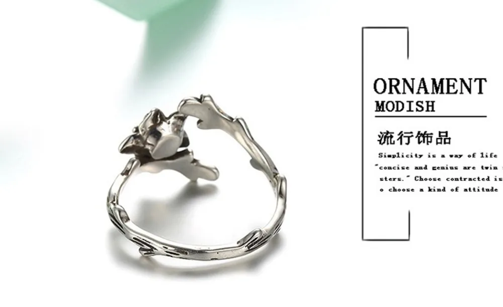 Кольцо женское и мужское антикварное с длинной веткой цветком розы|rose flower ring|brand