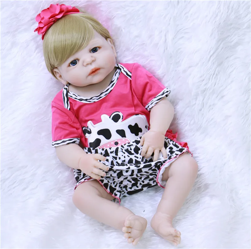 Full silicone 22&quot55cm Reborn babies doll brinquedos fashion DIY handmade reborn dolls cow suit Toddler Toys gifts collection | Игрушки и