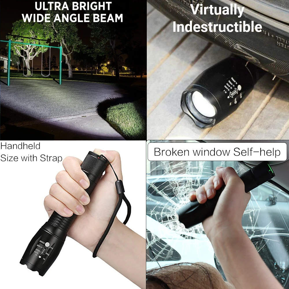 5000 lumen T6/L2/V6 LED Flashlight Bright Torch Zoomable Light 5 switch Modes Waterproof use 18650 battery z90 | Лампы и освещение