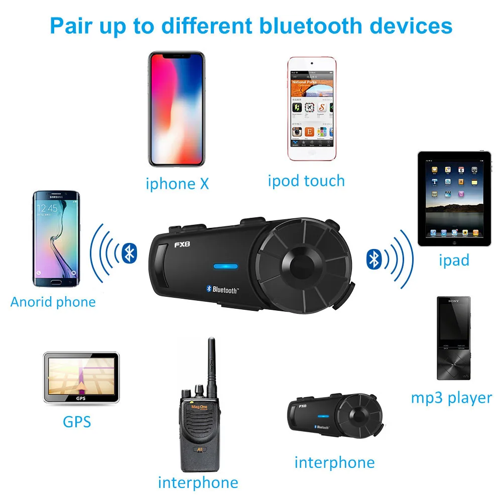 Fodsports 2 шт. FX8 шлем домофон мотоцикл Bluetooth гарнитура 8 Rider 1000 м мото Intercomunicador FM