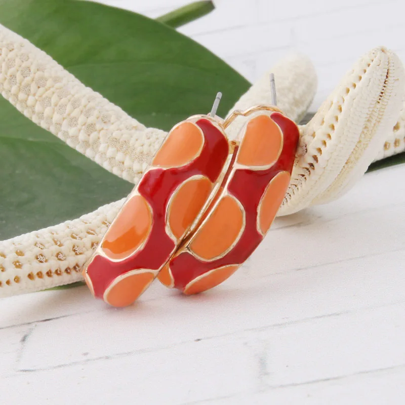 red orange NeeFu WoFu градиентные брендовые серьги с металлическим принтом для женщин, корейские серьги, большие серьги Brinco с принтом Oorbellen - Окраска металла: red orange