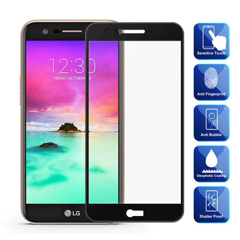 С уровнем твердости 9H закаленное Стекло 2017 чехол для LG K10 полное покрытие Экран