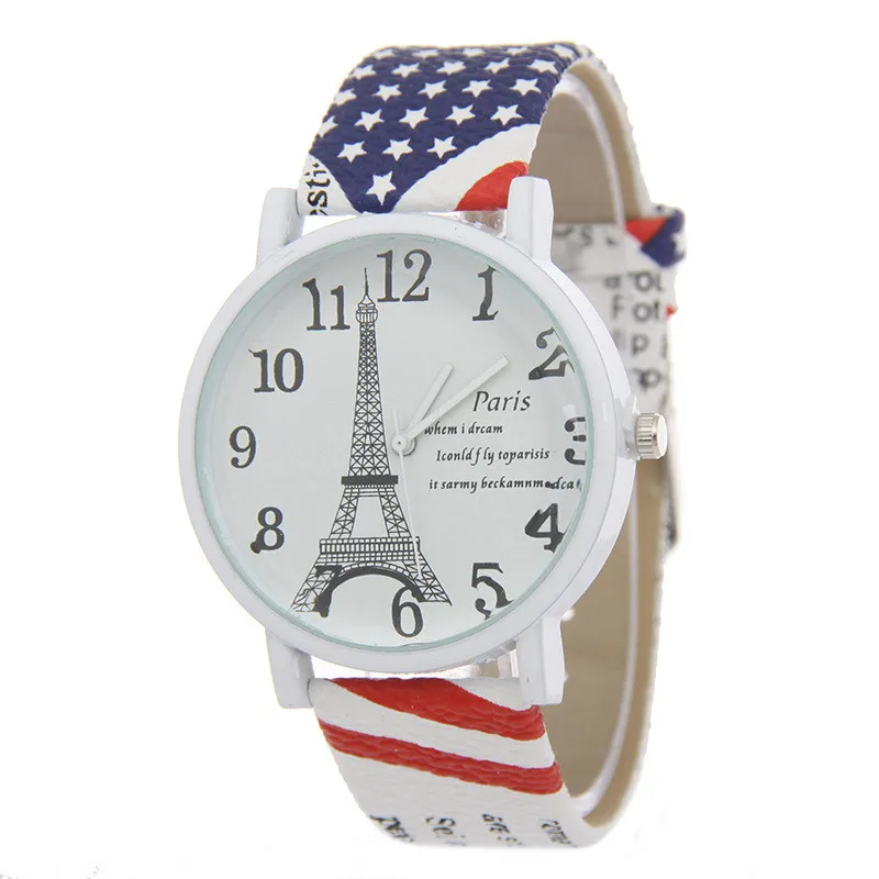 MINHIN 5 стилей европейские кожаные часы классические фигурки дизайн башни Парижа