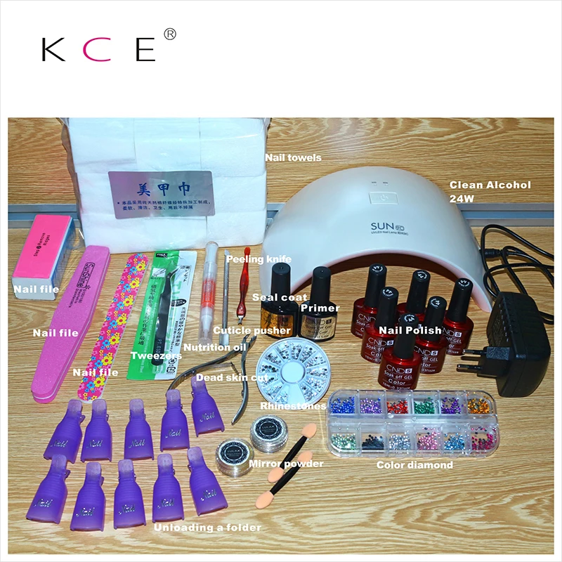 Мода 2017 г. женский ногтей Tool Kit 24 Вт США/ЕС Plug Led свет Сушилка для Nail Art Набор