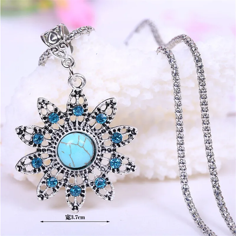 Модный винтажный комплект ювелирных изделий для женщин ожерелье с цветком и