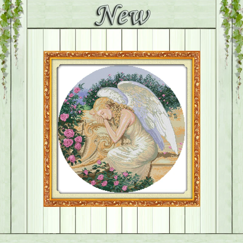 

Sleeping angel in garden Painting Drawing counted printing on fabric 14CT 11CT DMC Cross Stitch kits Needlework Sets Embroidery