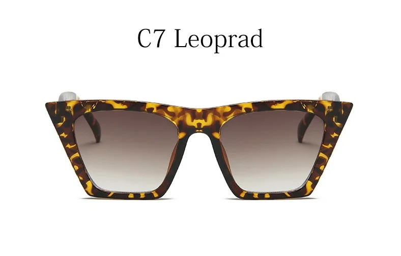 C7 Leopard Новые винтажные женские прозрачные солнцезащитные очки кошачий глаз брендовые дизайнерские ретро синие красные плоские градиентные Женские квадратные солнцезащитные очки UV400 - Цвет линз: C7 Leopard