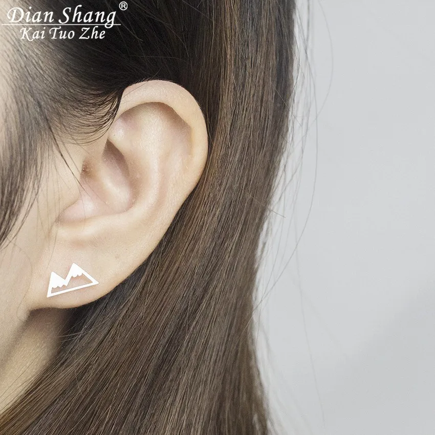 Rose Gold Color Aros Stainless Steel Snow Mountain Stud Earings Fashion Jewelry Women Gift Boucle D'oreille Femme Brincos Bijoux - купить