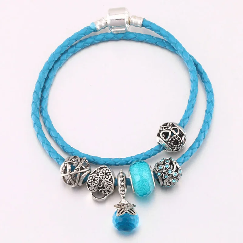 JUNESNOW Летний стиль винтажный Небесный цвет болтающийся Шарм Женская цепочка со