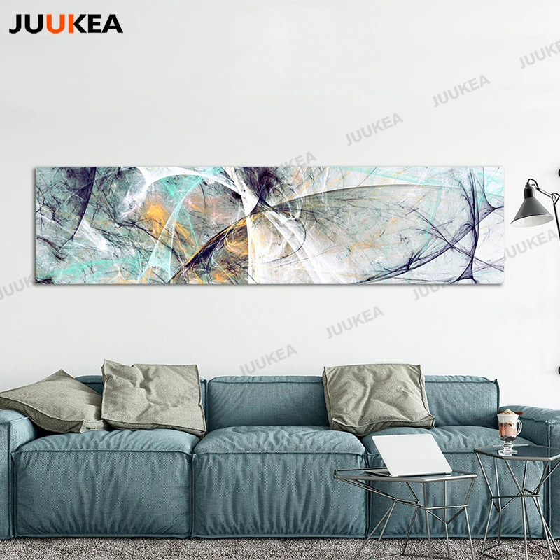 Large Size Long Abstract Creative Design Psychedelic Lines Canvas Print Painting Poster Wall Picture For Home Decor 24x94 inch