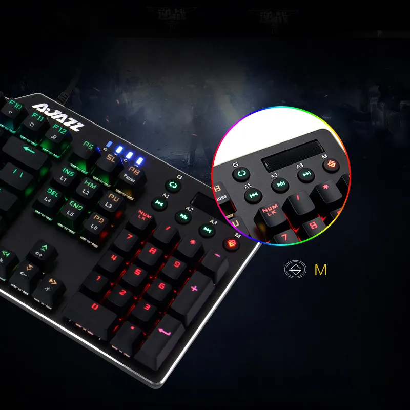 Механическая игровая клавиатура RGB с подсветкой проводная из сплава 104 клавиш