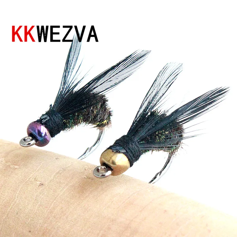 KKWEZVA 18 шт. рыболовная приманка #8 черные крючки перо павлина блесна Приманка для