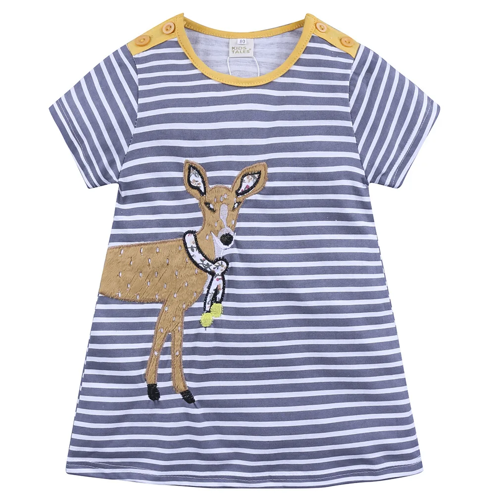 Little Girl Dresses Summer Dress Children Jurk Meisje Striped Cotton Short Sleeve Vestidos Kids Costume Animal Princess Clothing | Детская