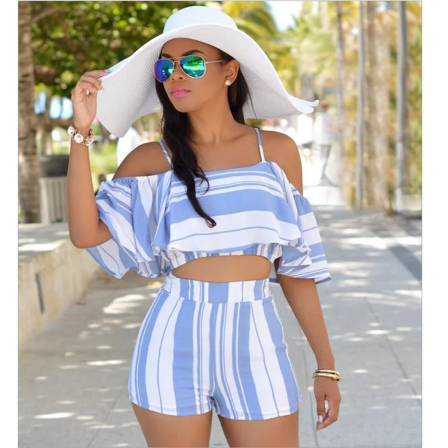 Женский летний комплект из 2 предметов топ с коротким рукавом и шорты